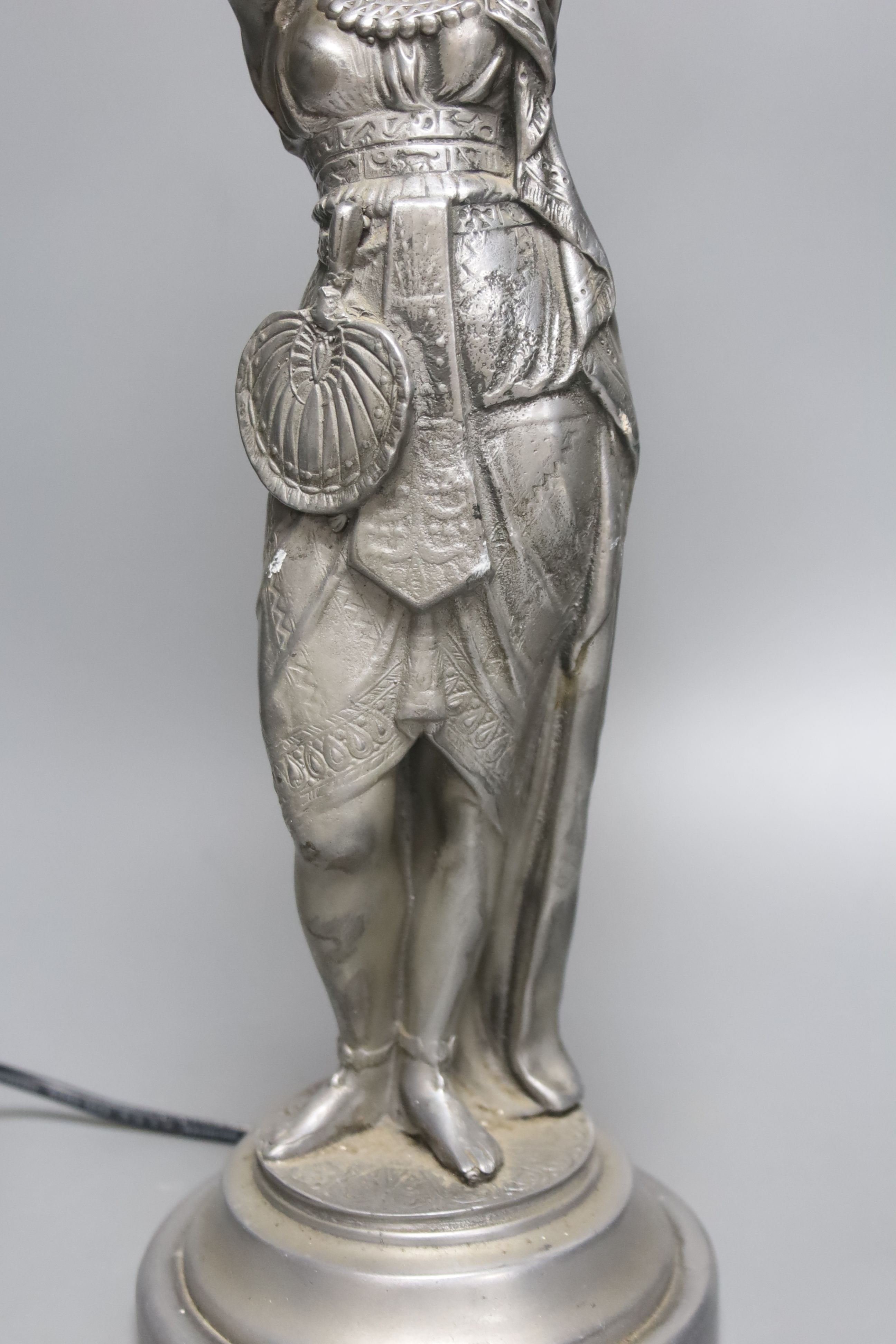 A classical figure Spelter lamp base, height 53cm overall